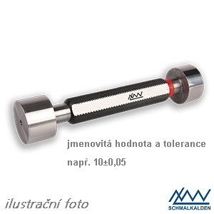 Zakázkový válečkový kalibr (2,000 až 2,999) mm, nominální hodnota a tolerance