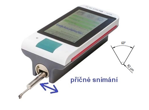 Mobilní drsnoměr MarSurf PS 10 (patkový), snímací hrot: 2 µm, příčné snímání