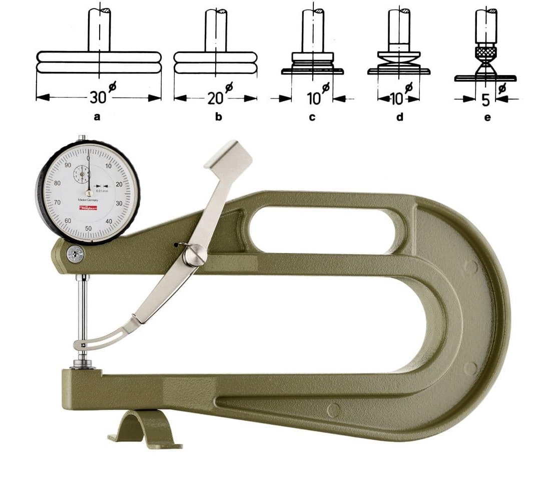 Setinový tloušťkoměr J 200, 0-10 mm, měřicí doteky „a“: plochý, průměr 30 mm