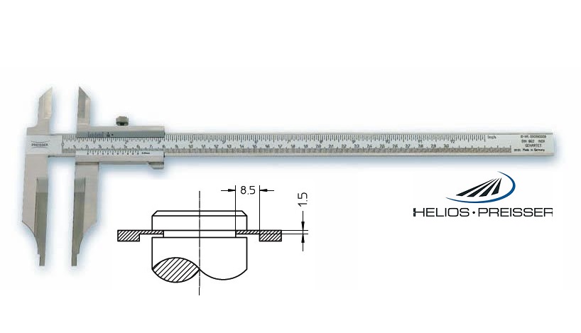 Posuvné měřítko Helios-Preisser 0-300 mm, 0,02 mm, na drážky