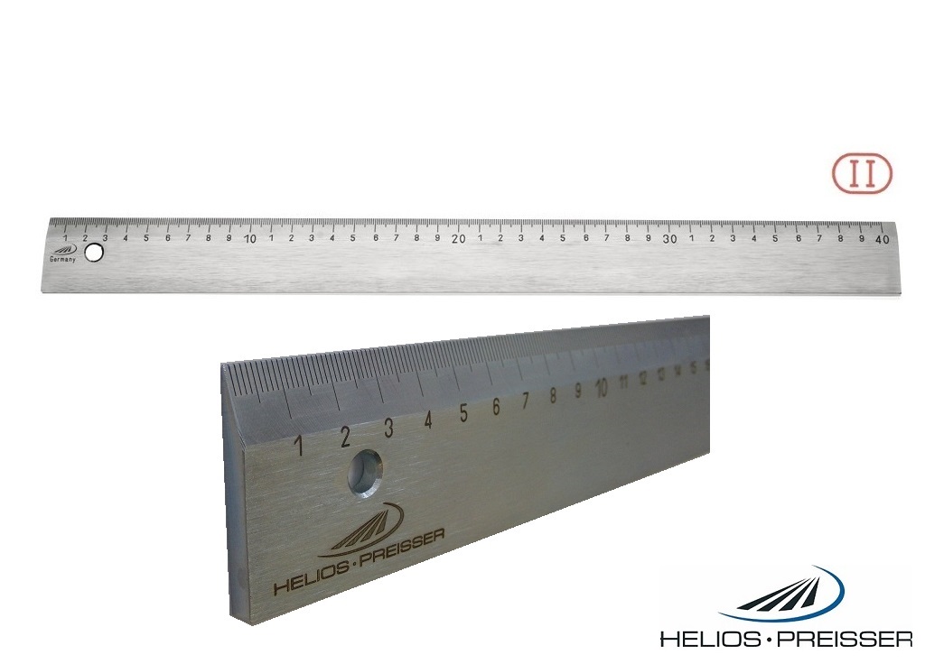 Měřítko ocelové ploché s úkosem 0-1500 (40x5) mm, matný chrom, Helios-Preisser