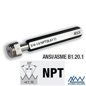 6" - 8 NPT - Závitový kalibr - trn kuželový (americký trubkový), ANSI/ASME B1.20.1