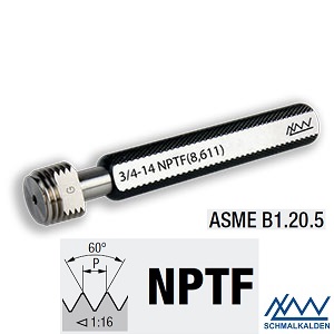1/4 - 18 NPTF, závitový kuželový kalibr - trn, ASME B1.20.5, ASA B2.2 / USAS B2.2
