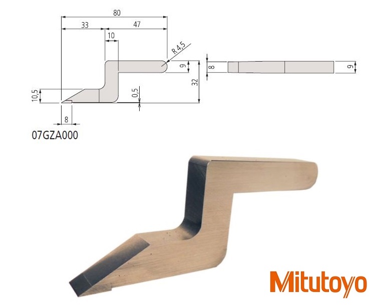 Rýsovací jehla (9x9) mm pro výškoměry Mitutoyo, osazená tvrdokovem, délka 80 mm