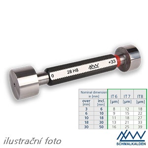 Zakázkový válečkový kalibr oboustranný (3,000 ÷ 5,999) mm, ISO tolerance