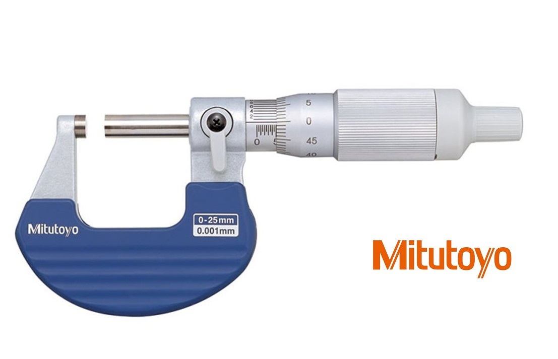 Třmenový mikrometr Mitutoyo 0-25 mm s noniem 0,001 mm, s kombinovanou řehtačkou