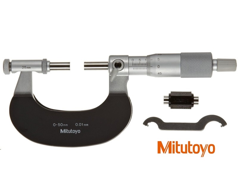 Třmenový mikrometr Mitutoyo 0-50 mm s výměnnými měřícími doteky