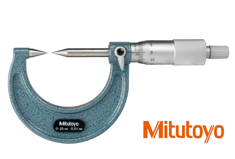 Třmenový mikrometr Mitutoyo 0-25 mm s měřicími hroty 30° z tvrdokovu