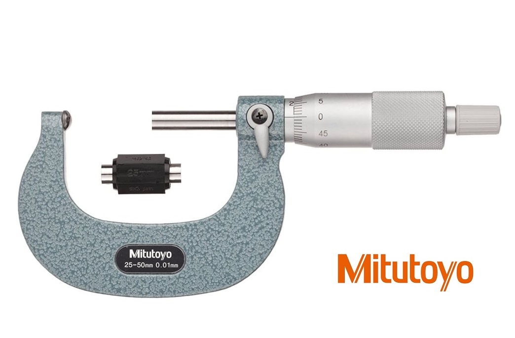 Třmenový mikrometr Mitutoyo na měření klenutých ploch a síly trubek, kroužků... 50-75 mm