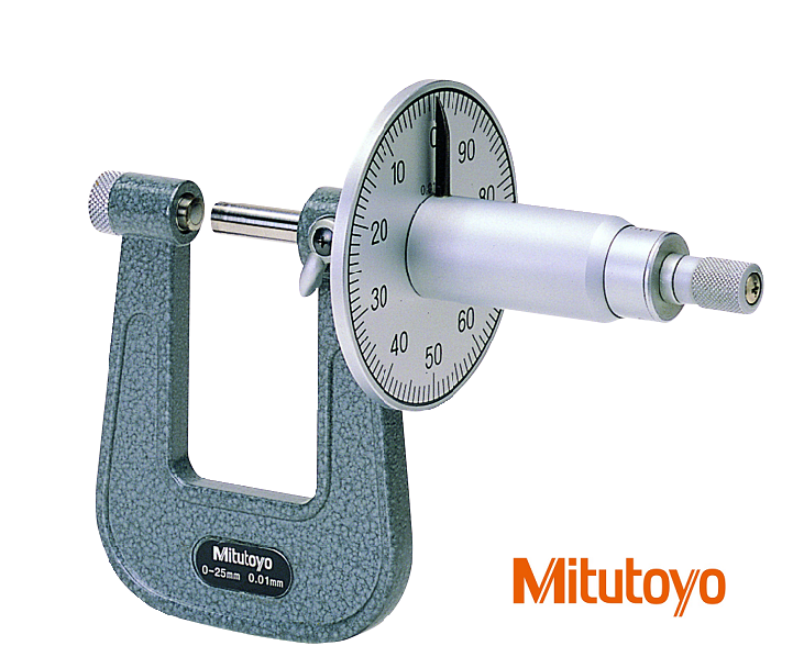 Třmenový mikrometr Mitutoyo 0-25 mm na měření plechů a pásů