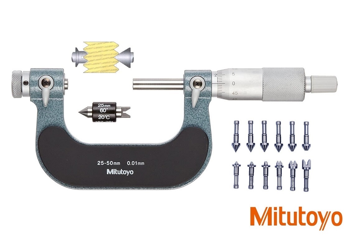 Třmenový mikrometr Mitutoyo 25-50 mm na měření závitů