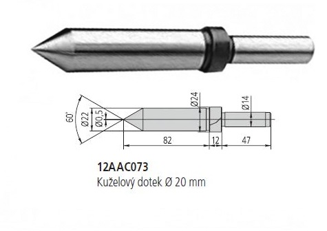 Kuželový dotek o průměru 20 mm pro výškoměr LH-600 Mitutoyo
