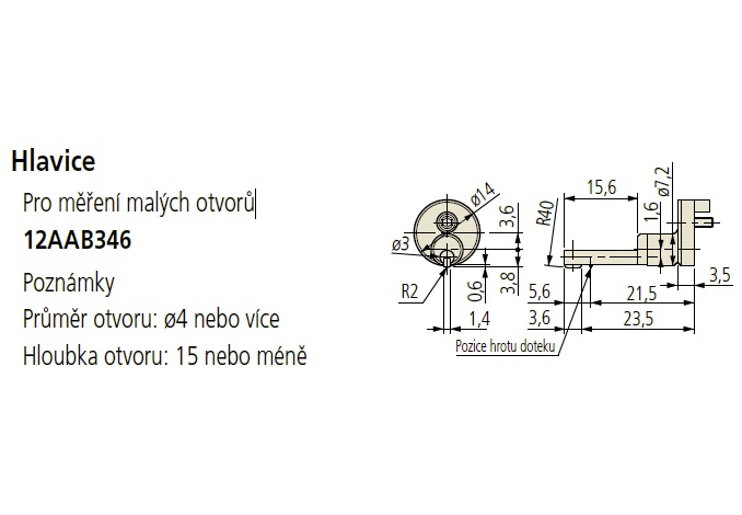 Adaptér pro měření malých otvorů pro drsnoměry série SJ-410, SJ-500 Mitutoyo