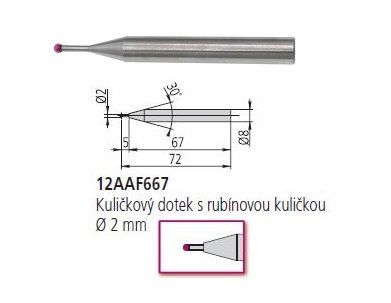 Kuličkový dotek průměr 2 mm pro výškoměr LH-600 Mitutoyo