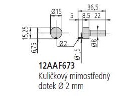 Kuličkový mimostředný dotek průměr 2 mm pro výškoměr LH-600 Mitutoyo