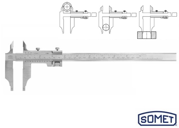 Posuvné měřítko Somet 0-500 mm, 0,05 mm, s měřicími nožíky a stavítkem