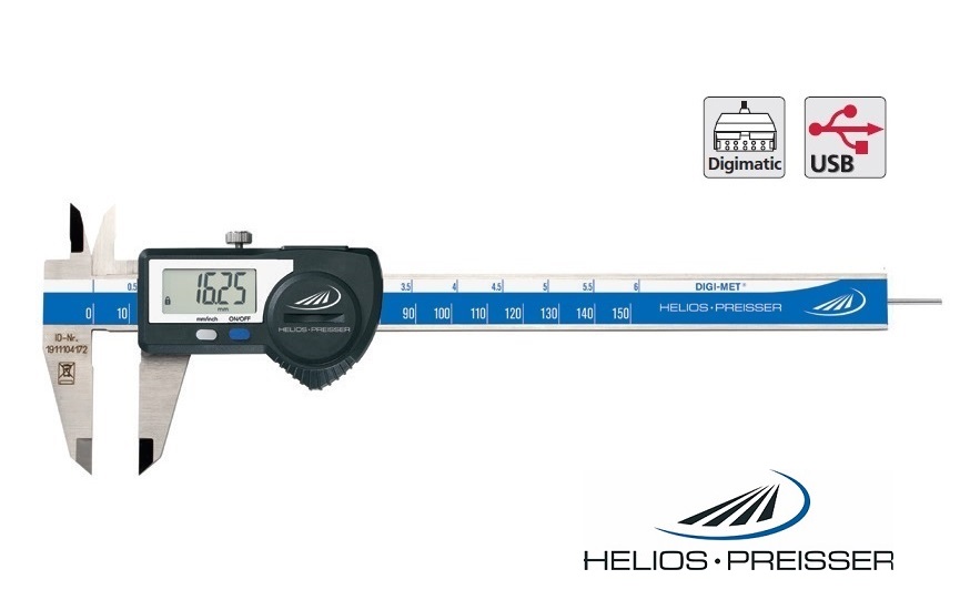 Digitální posuvné měřítko Helios-Preisser 0-150 mm s kulatým hloubkoměrem s výstupem dat