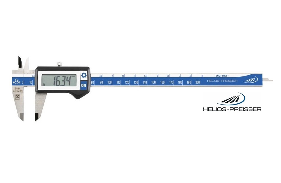 Digitální posuvné měřítko Helios-Preisser 0-200 mm, s plochým hloubkoměrem, IP67