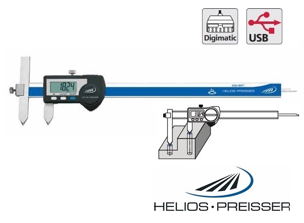 Posuvné měřítko Helios-Preisser 10-210 mm s posuvnou čelistí pro rozteče, IP67