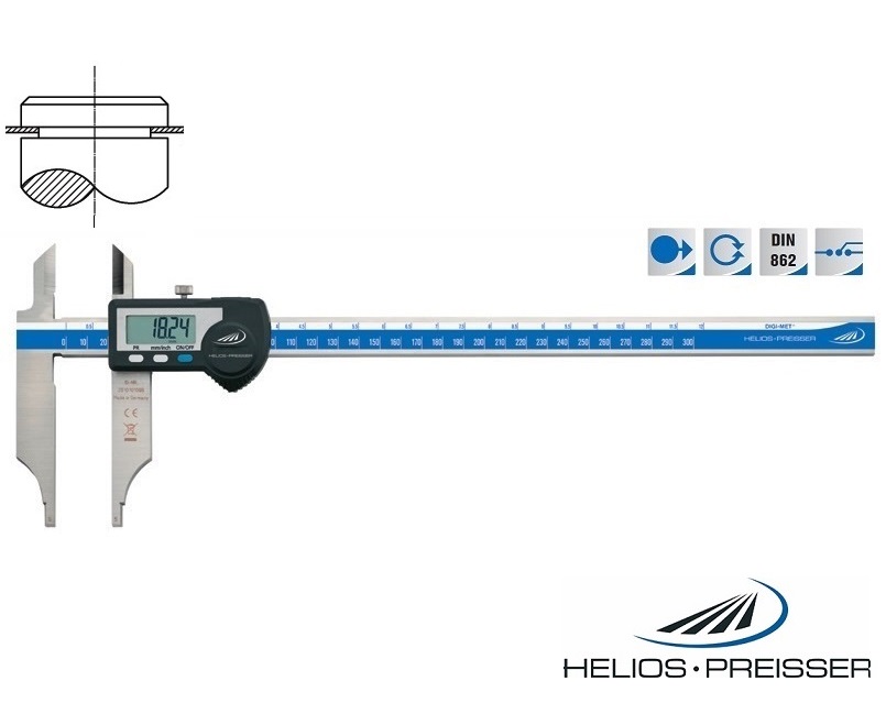 Digitální posuvné měřítko Helios-Preisser 0-500 mm s měřicími nožíky, bez stavítka