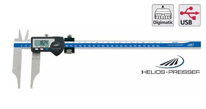 Digitální posuvné měřítko Helios-Preisser 300 mm s nožíky pro vnitřní měření, se stavítkem