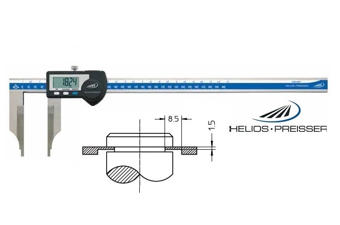 Digitální posuvné měřítko Helios-Preisser 0-300 mm na drážky, IP65, s výstupem dat 