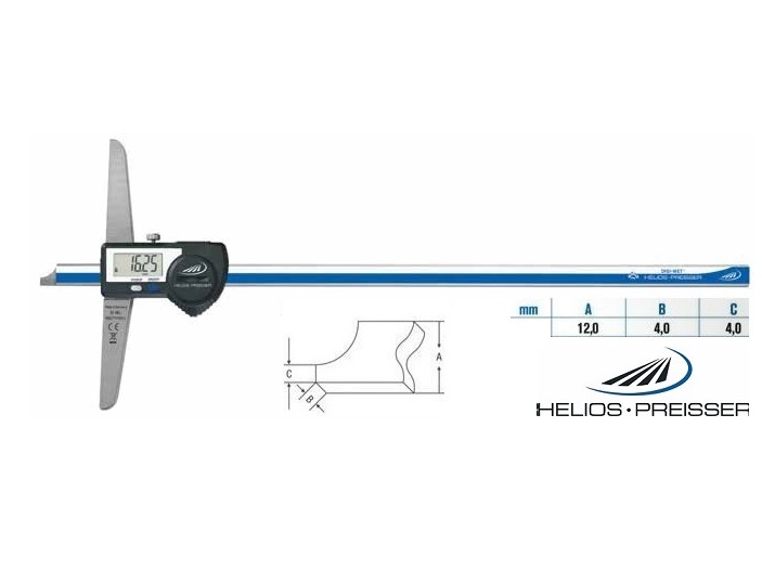 Digitální posuvný hloubkoměr Helios-Preisser se skosením 0-1500 mm, můstek 250 mm