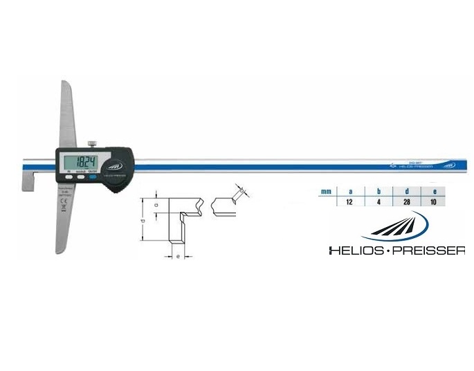 Digitální posuvný hloubkoměr Helios-Preisser s nosem 0-300 mm, můstek 150 mm