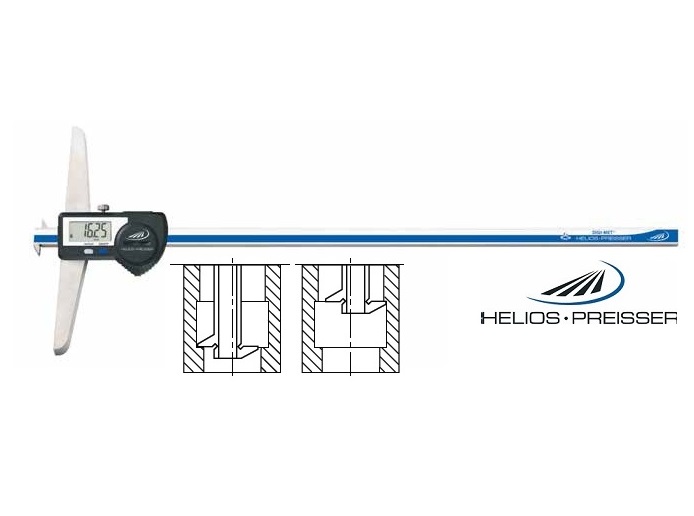 Digitální posuvný hloubkoměr Helios-Preisser s dvěma nosy 0-300 mm, můstek 150 mm