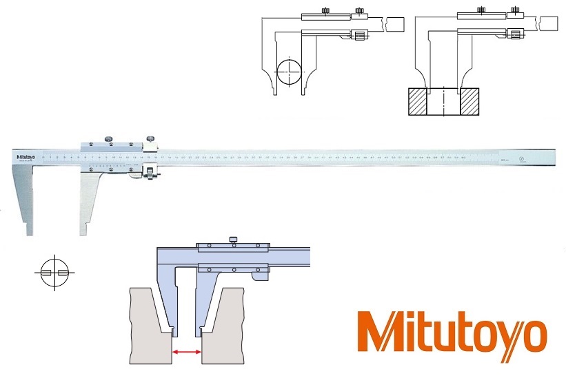 Posuvné měřítko Mitutoyo 0-450 mm, 0,02 mm, bez měřicích nožíků, s jemným dostavěním