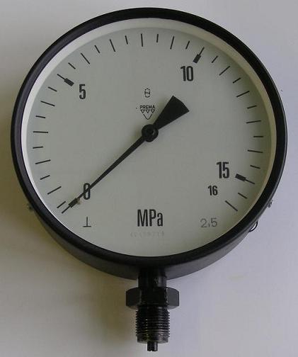 Manometr 0-16 MPa, 2,5%, průměr 160 mm, závit M20x1,5