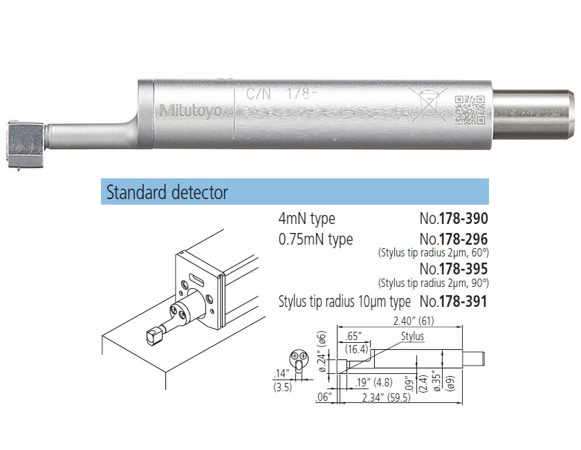 Standardní snímací dotek 2 µm, 90°, 0,75 mN pro drsnoměry Mitutoyo SJ-201, 301