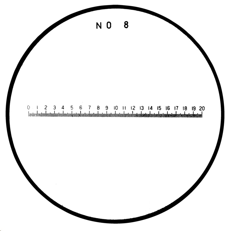 Měřicí destička S-1983 NO 8, délky v mm (0-20 mm, dělení 0,1 mm)