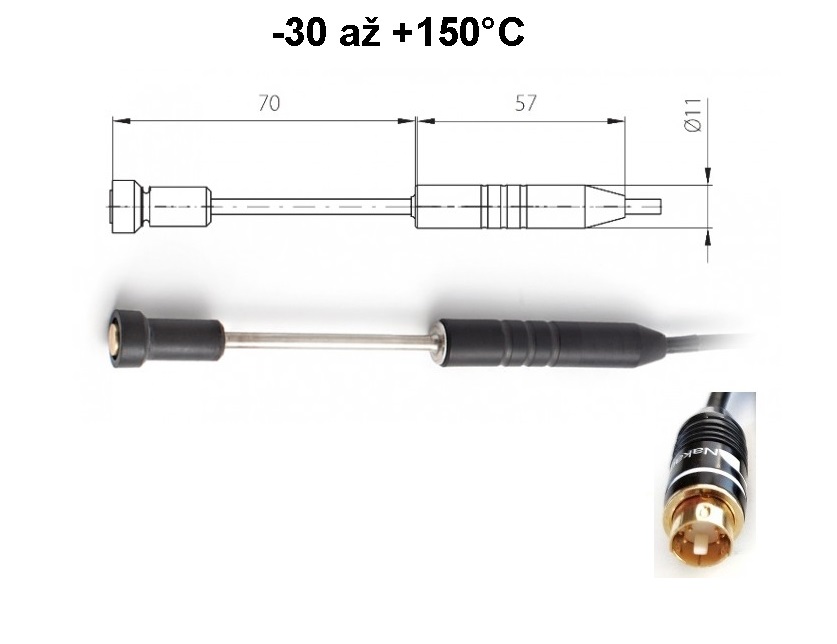 Teplotní sonda 2034-220/M s čidlem Pt1000, konektor MiniDin, kabel 1 metr