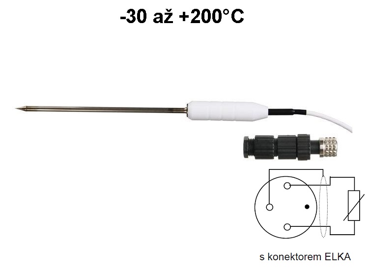 Teplotní sonda 2061-200/E s čidlem Pt1000, konektor ELKA, kabel 5 metrů