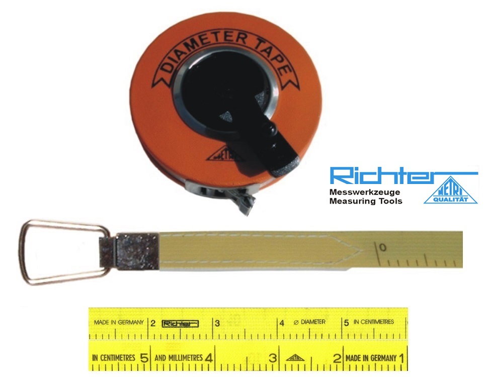 10m - Měřící pásmo pro měření délek a průměrů - sklolaminát, očko hladké, Richter