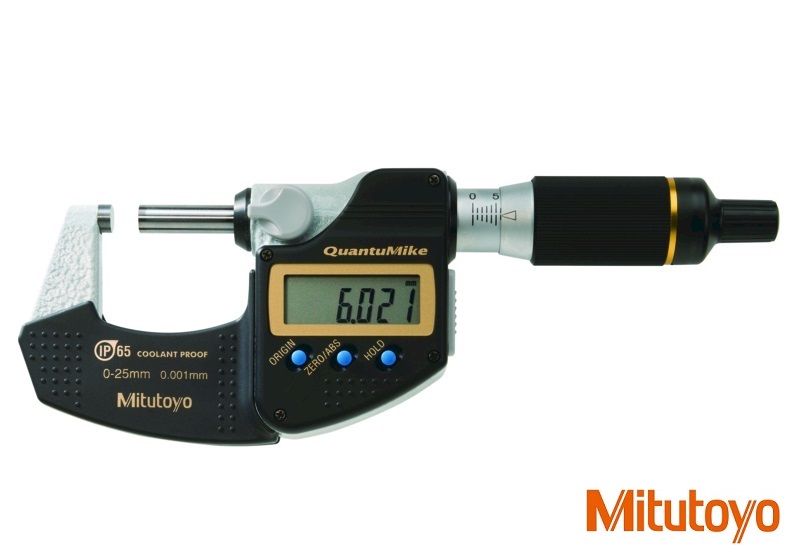 Digitální třmenový mikrometr Mitutoyo 0-25 mm Mitutoyo, IP65, (posuv vřetena 2 mm)