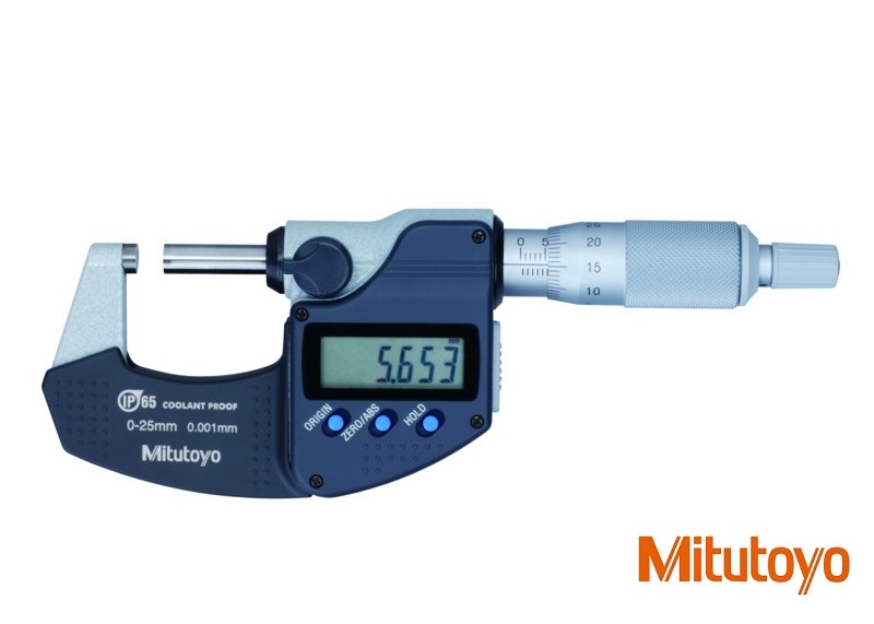 Digitální třmenový mikrometr Mitutoyo 0-25 mm IP65, bez výstupu dat
