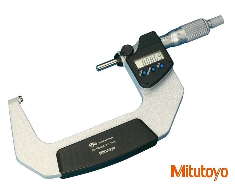 Digitální třmenový mikrometr Mitutoyo 75-100 mm IP65 s řehtačkou a výstupem dat