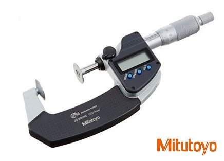 Digitální mikrometr Mitutoyo s talířkovými doteky 75-100 mm na měření zubů-modul 0,5-6