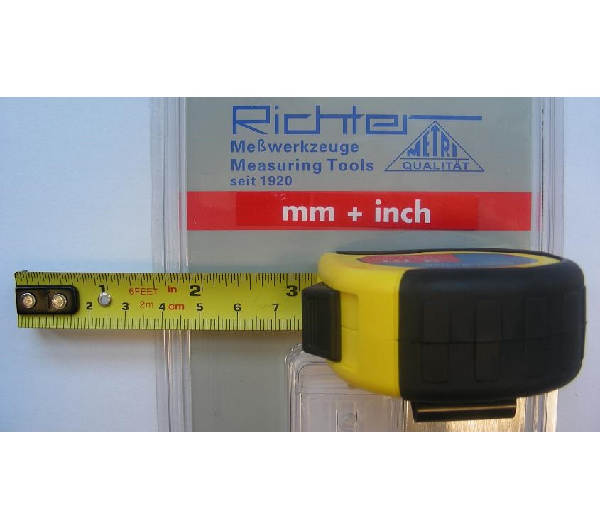 Metr svinovací Richter 2 m, stupnice inch/mm