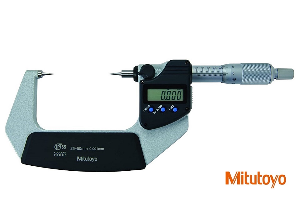 Digitální třmenový mikrometr Mitutoyo 75-100 mm s měřicími hroty 15°