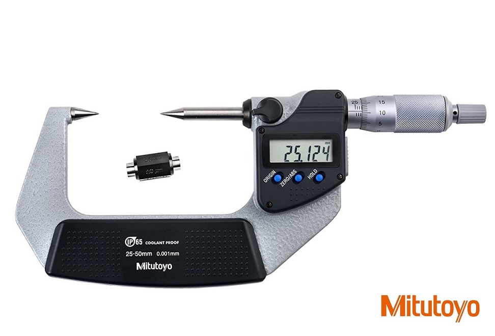 Digitální třmenový mikrometr Mitutoyo 75-100 mm s měřicími hroty 30°