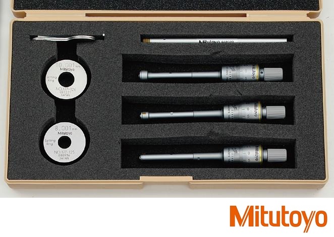 Sada 3 ks třídotykové dutinoměry Mitutoyo 6-12 mm + nastavovací kroužky 8 a 10 mm