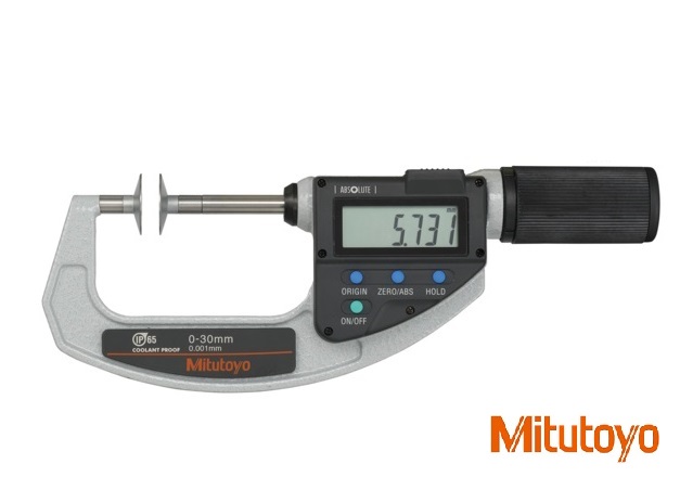Digitální třmenový mikrometr Mitutoyo 25-55 mm s neotáčivými talířkovými měřícími doteky