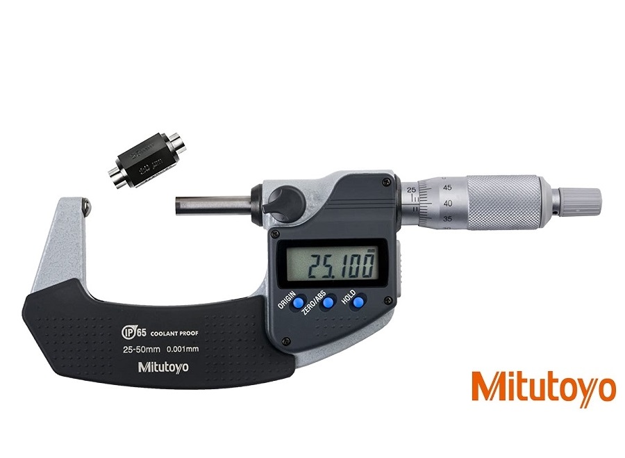 Digitální mikrometr Mitutoyo 50-75mm na měření klenutých ploch a síly trubek, kroužků...