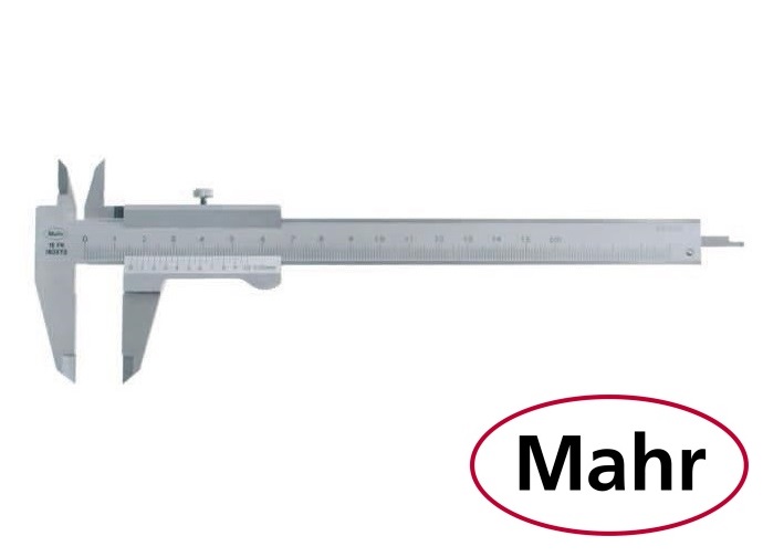 Posuvné měřítko Mahr 0-150 mm, 0,05 mm, typ 16 FN, s plochým hloubkoměrem, aretace šroubek