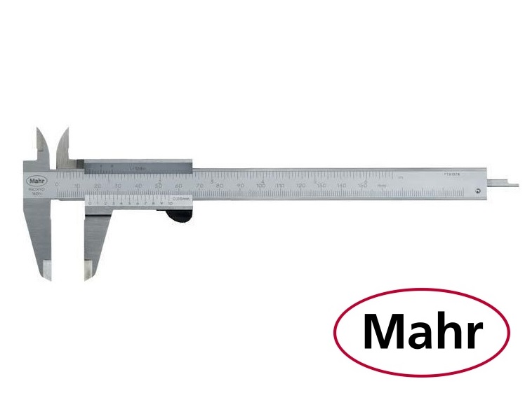 Posuvné měřítko Mahr 0-150 mm, 0,05 mm, typ 16 DN, s plochým hloubkoměrem,aretace tlačítko