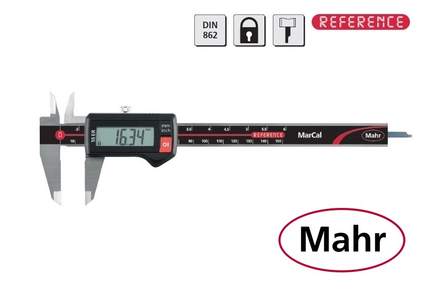 Digitální posuvné měřítko Mahr 0-200 mm, typ 16 ER, s plochým hloubkoměrem, bez výstupu