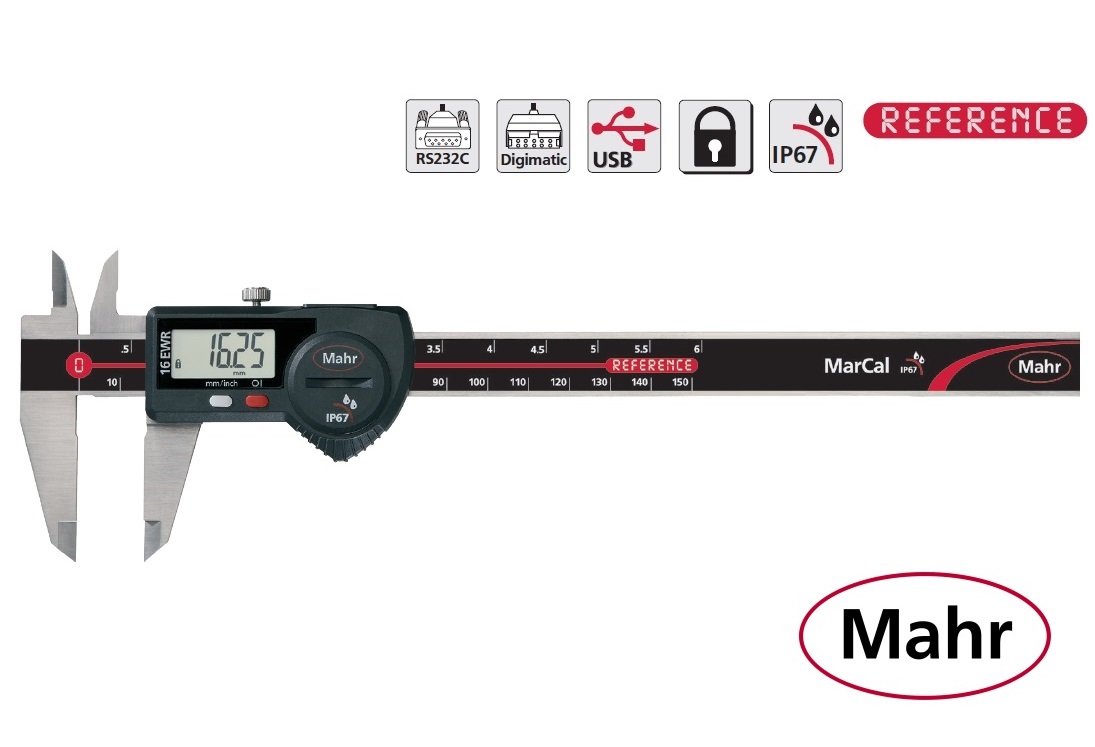 Digitální posuvné měřítko Mahr 0-300 mm, typ 16 EWR, bez hloubkoměru, IP67